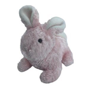 Commonwealth Toys Bunny Rabbit Pink White Soft Cuddly Plush Stuffed Animal 4.75"